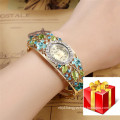 High Quality Beautiful Jewelry Colorful Plated Flower Women Wristwatch Gifts